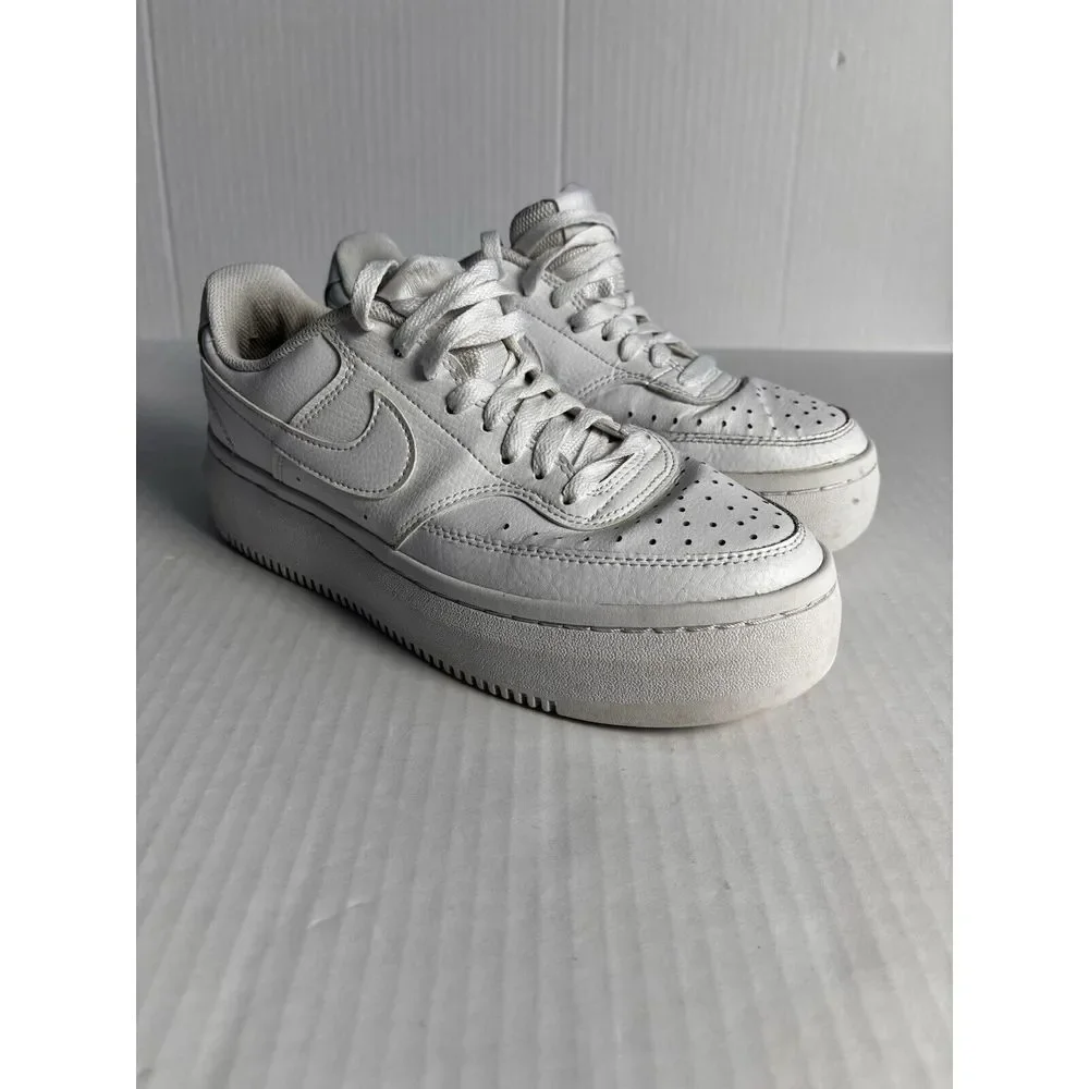 Nike Men's‎ Court Vision Alta Leather platform sneakers in triple white size 10